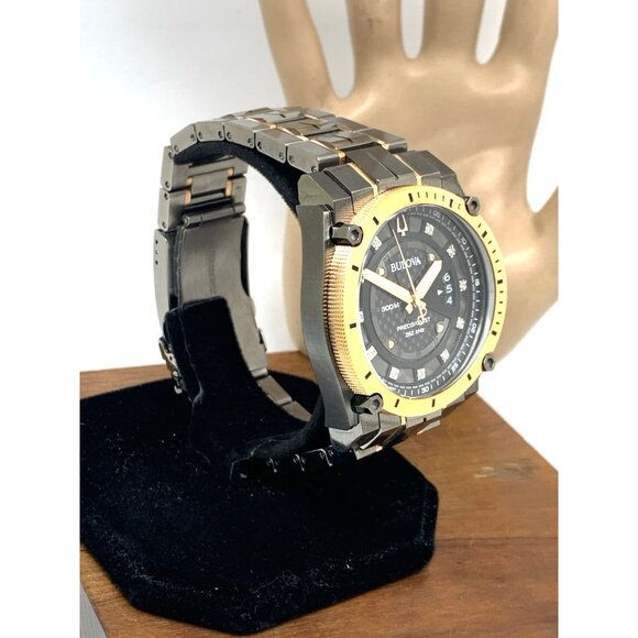 Bulova Men's Watch Precisionist 98D149 Diamond Dial Date Grey & Rose Gold Steel - Picture 15 of 15